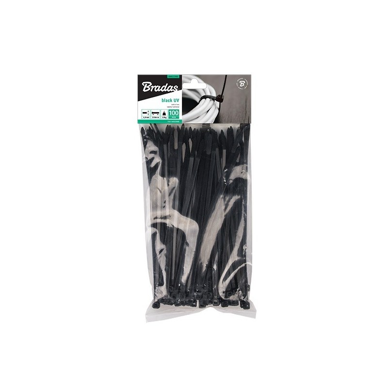 Taśma kablowa 2,5 x 80mm UV BLACK 100sz