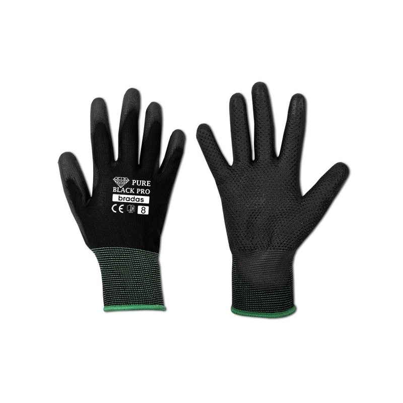 Rękawice ochronne PURE BLACK PRO rozmiar 9 poliuretan