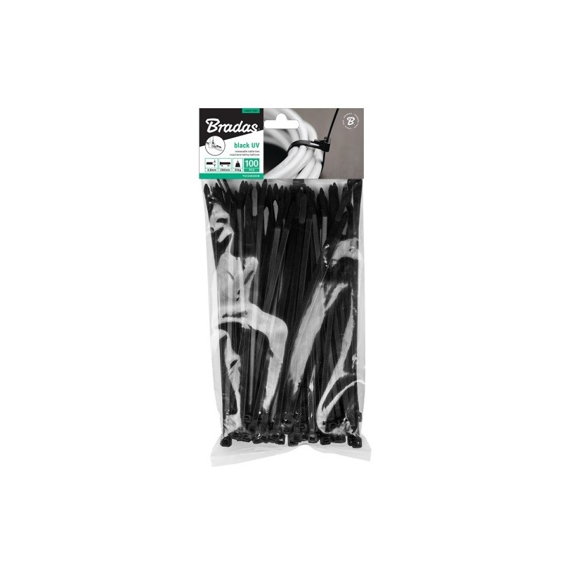 Taśma kablowa rozpinana 4,8 x 300mm UV BLACK 100szt.