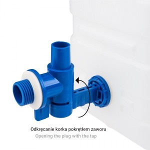 Kanister na wodę 20L z kranem i dozownikiem na mydło