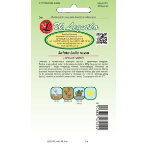 Sałata liściowa - Lollo Rossa - 1g