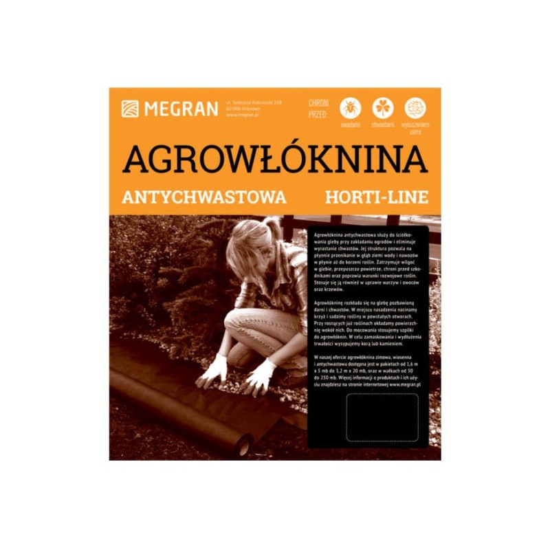 MR Agrowłóknina HORTI-LINE brązowa 1,6x5m antychwastowa