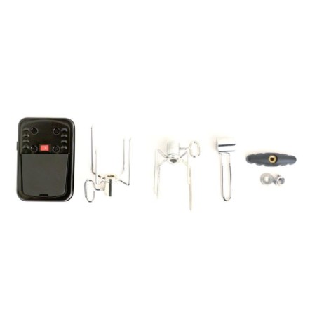 Elementy zestawu rożna z silnikiem na baterie BROIL KING