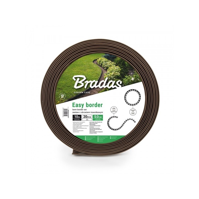 Zestaw z obrzeżem trawnikowym EASY BORDER 50mm brąz