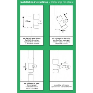 Zbieracz łapacz wody deszczowej z zaworem - 80mm - BRĄZ