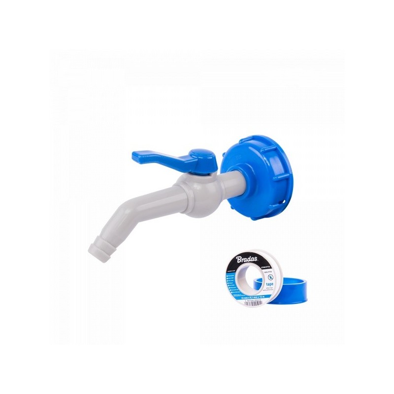 Zestaw Kran PP 45° z przyłączem IBCS60x6 na wąż 13-19mm z taśmą PTFE