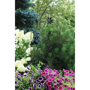Podpora ogrodowa Kwiaty 118x38cm - czarna
