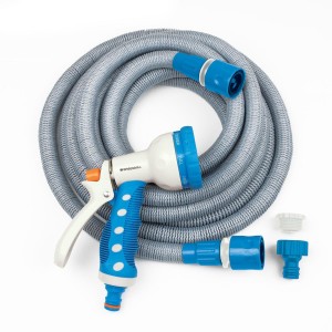 Zestaw węża rozciągliwego 5-15m z pistoletem 7-funkcyjnym