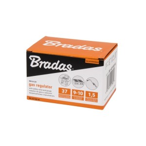 Reduktor gazowy 37mbar 1,5kg/h z zaworem  bezpieczeństwa i manometrem na wąż 9-10mm