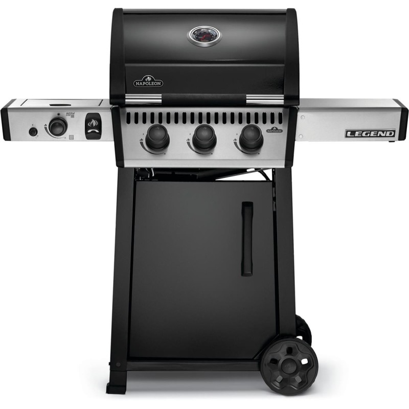 Grill gazowy Napoleon Legend 365 DSIB z palnikiem bocznym Sizzle Zone, Czarny