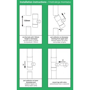 Zbieracz / łapacz wody deszczowej z zaworem - 90mm / BRĄZOWY