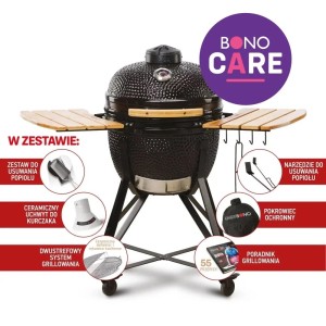 Grill ceramiczny Kamado Bono MEDIA, czarny