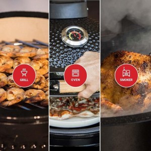 Grill ceramiczny Kamado Bono MEDIA, czerwony