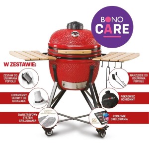 Grill ceramiczny Kamado Bono MEDIA, czerwony
