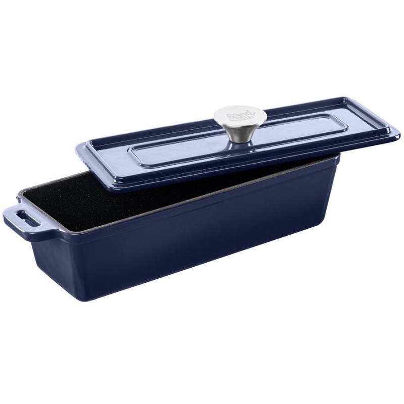 Żeliwne naczynie do pieczenia z pokrywką, niebieskie GRAND FEU