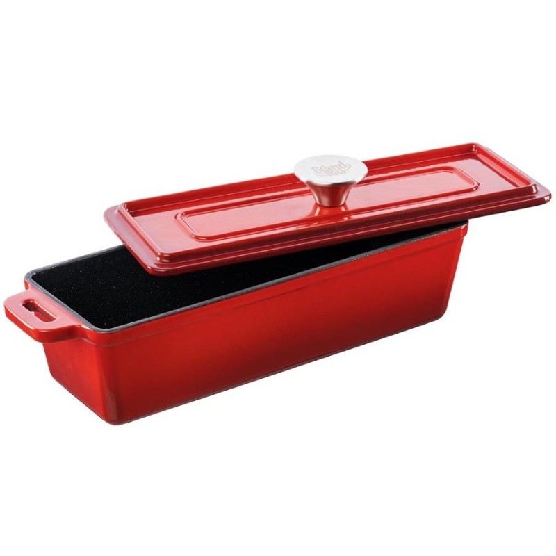 Żeliwne naczynie do pieczenia z pokrywką, czerwone GRAND FEU