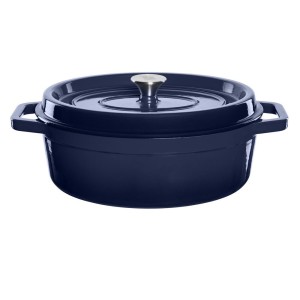 Owalny żeliwny garnek, niebieski 5,6L GRAND FEU