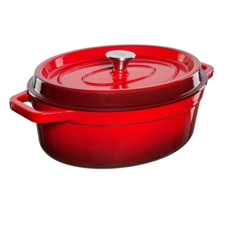 Owalny żeliwny garnek, czerwony 5,6L GRAND FEU