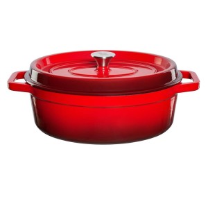Owalny żeliwny garnek, czerwony 5,6L GRAND FEU