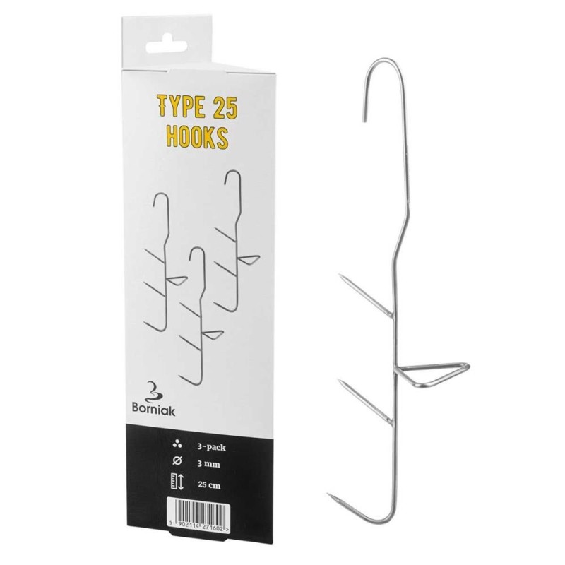 Hak wędzarniczy do ryb typ 25 - 3 szt. BORNIAK