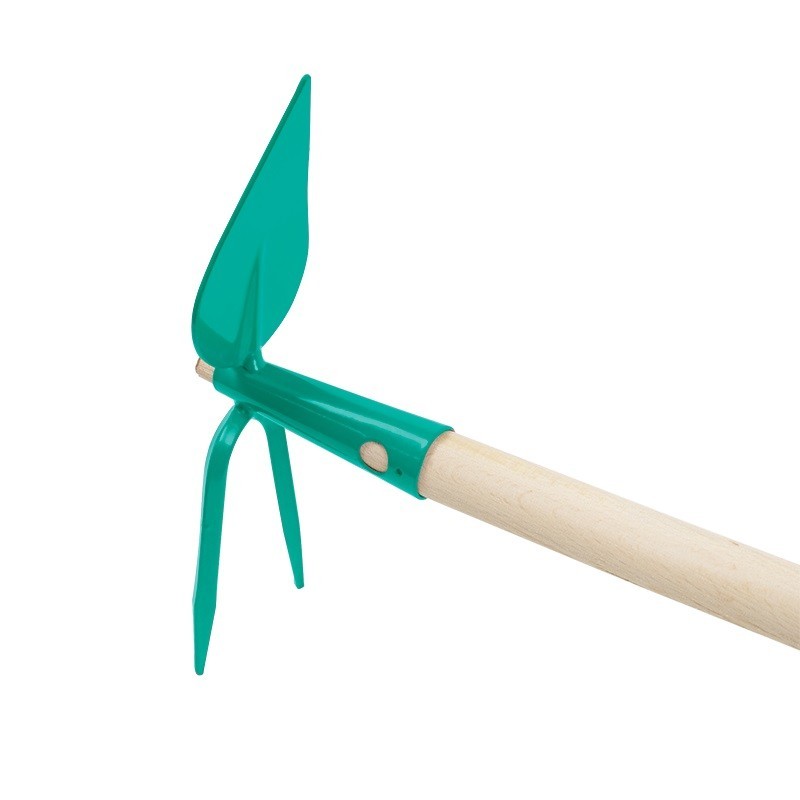 Motyka sercówka z widełkami z trzonkiem drewnianym