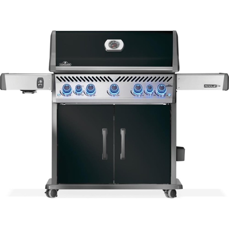 Grill gazowy Napoleon Rogue PRO-S 625 z palnikiem rożna i palnikiem bocznym Sizzle Zone, Czarny