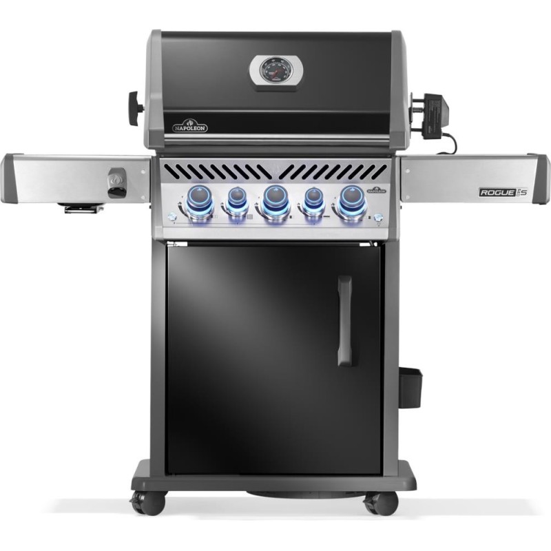 Grill gazowy Napoleon Rogue PRO-S 425 RSIB z palnikiem rożna, palnikiem bocznym Sizzle Zone i rożnem, Czarny