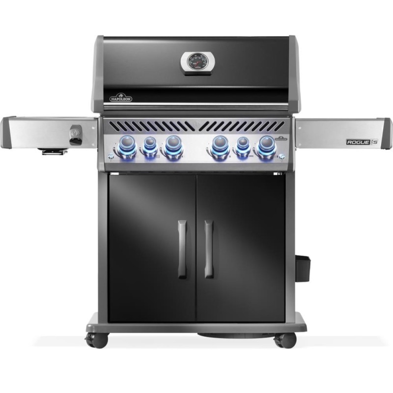 Grill gazowy Napoleon Rogue PRO-S 525 RSIB z palnikiem rożna i palnikiem bocznym Sizzle Zone, Czarny