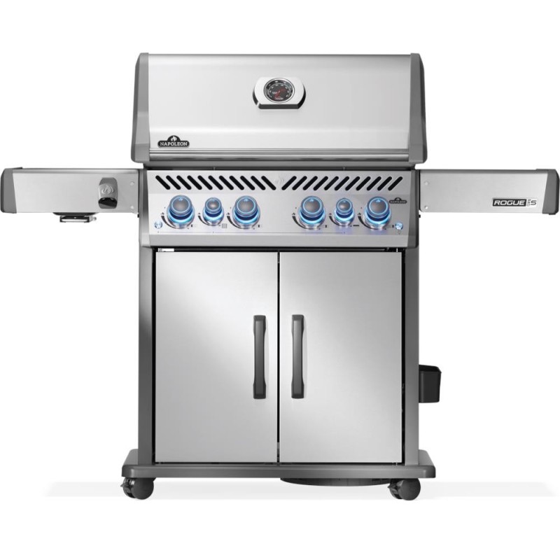 Grill gazowy Napoleon Rogue PRO-S 525 RSIB z palnikiem rożna i palnikiem bocznym Sizzle Zone, Stal Szlachetna