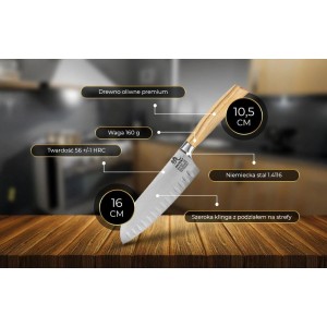 Hamburg Santoku - Uniwersalny, wielozadaniowy nóż szefa kuchni ze stali niemieckiej 1.4116 SHIORI