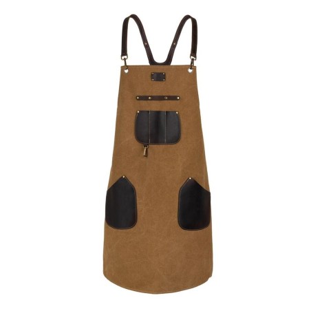 Fartuch do grillowania z woskowanego płótna z elementami ze skóry