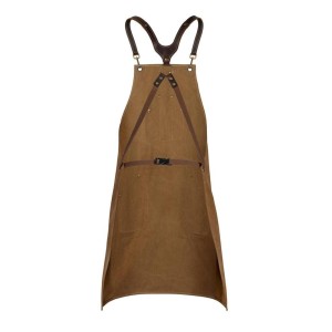 Fartuch do grillowania z woskowanego płótna z elementami ze skóry
