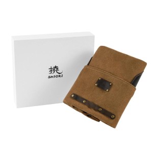 Fartuch do grillowania z woskowanego płótna z elementami ze skóry