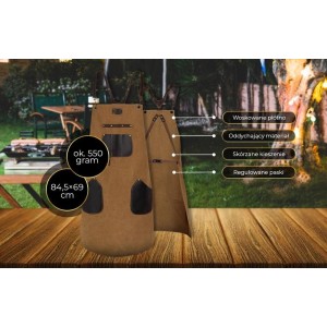 Fartuch do grillowania z woskowanego płótna z elementami ze skóry