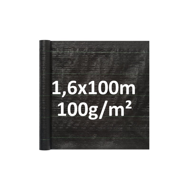 Tkanina do ściółkowania czarna 1,6x100m 100 g/m2