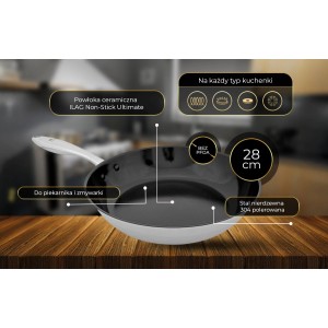 Patelnia Stainless Steel 304 z powłoką ceramiczną 28cm, indukcja SHIORI