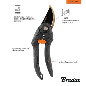 Sekator ogrodniczy V-SERIES , ostrze  mijające ze stali SK5