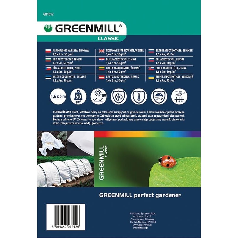Agrowłóknina biała, zimowa 1.6 x 10m, 50  g/m2