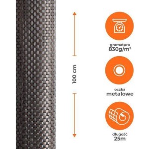 Mata osłonowa RATTAN LUX BROWN PVC splot  8X8 kolor brązowy 830g/m2 1x25