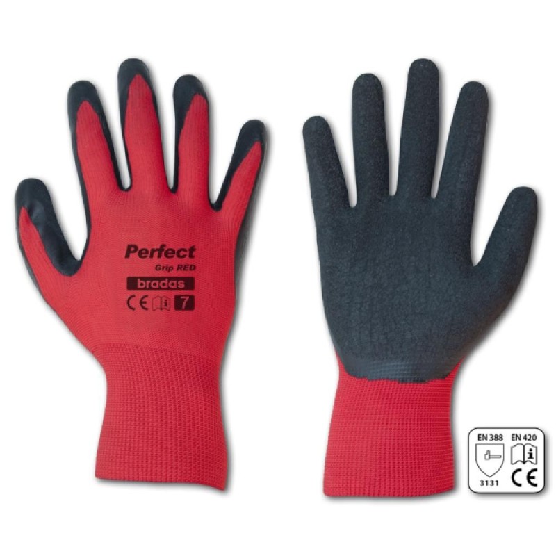 Rękawice ochronne PERFECT GRIP RED lateks, rozmiar 7 luz