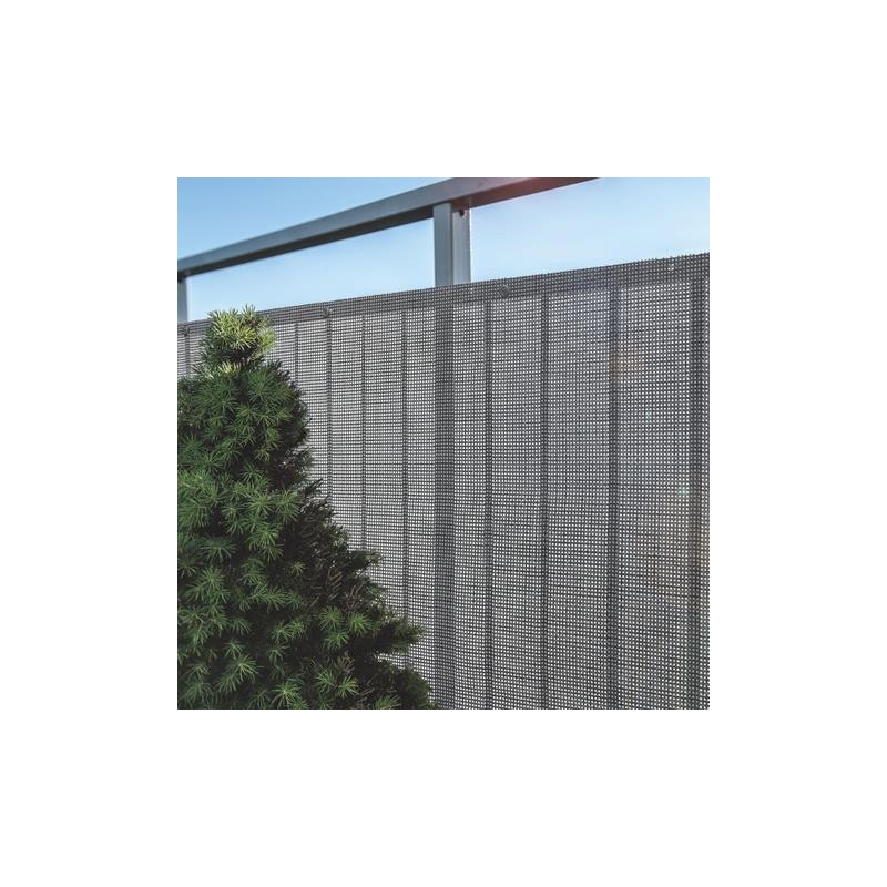 Mata osłonowa RATTAN SIKO 1m x 25m splot  4x4, 650g/m2, PVC, szaro - czarny