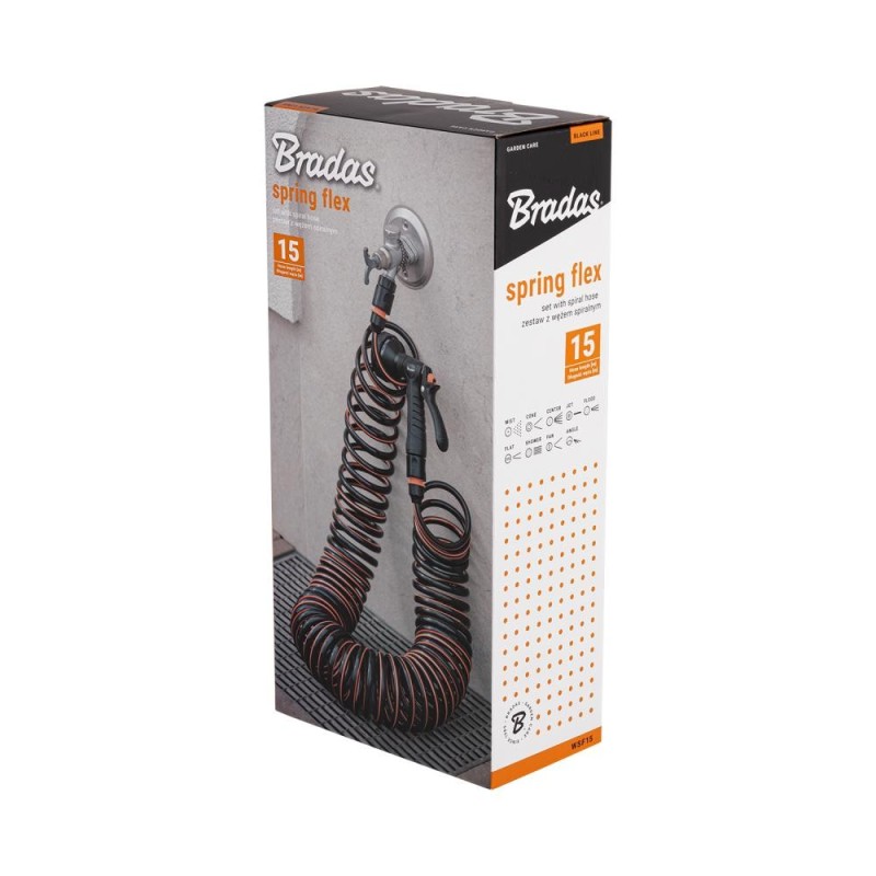Zestaw z wężem spiralnym i pistoletem  9 funkcyjnym SPIRNG FLEX 15 m