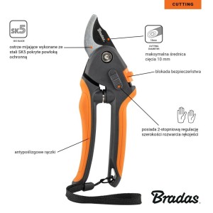 Sekator V-SERIES z regulacją rozwarcia rączki ostrze mijające, stal SK5