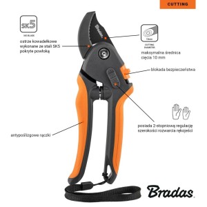 Sekator V-SERIES z regulacją rozwarcia rączki ostrze kowadełkowe, stal SK5