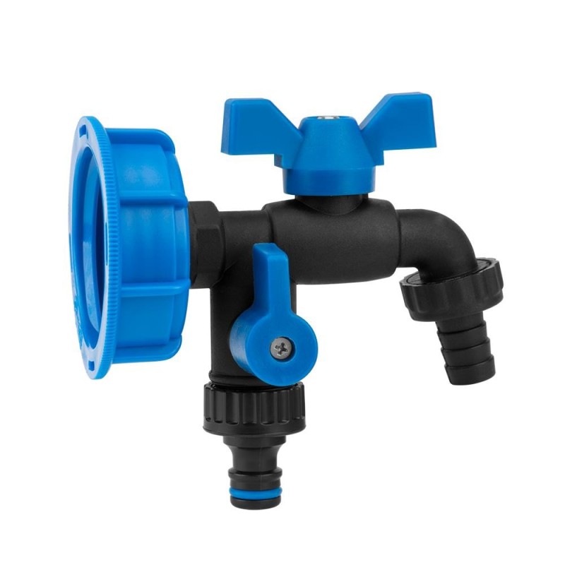 Zestaw IBC S60x6 + kran BLACK RAVEN GZ 2x3/4`` NYLON/BRASS na wąż 5/8"+ nypel