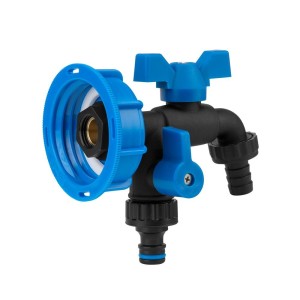 Zestaw IBC S60x6 + kran BLACK RAVEN GZ 2x3/4`` NYLON/BRASS na wąż 5/8"+ nypel