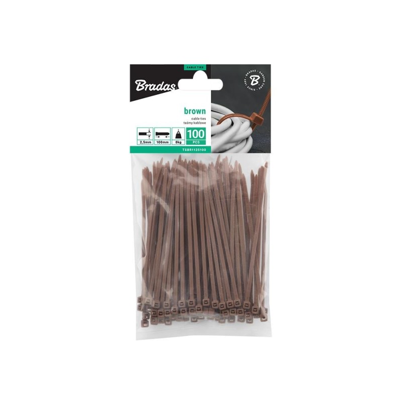 Taśma kablowa 2,5 x 200mm BROWN 100 szt.