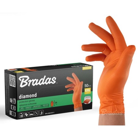 Rękawice ochronne DIAMOND nitrylowe XXL rozm. 10-11 pomarańczowe