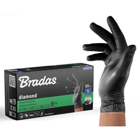 Rękawice ochronne DIAMOND nitrylowe L rozm. 8-9 czarne