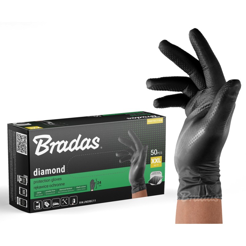 Rękawice ochronne DIAMOND nitrylowe XXL   rozm. 10-11 czarne